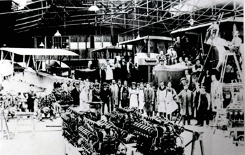 Morgans aeroplane works making Vickers Vimys in 1917 or 1918